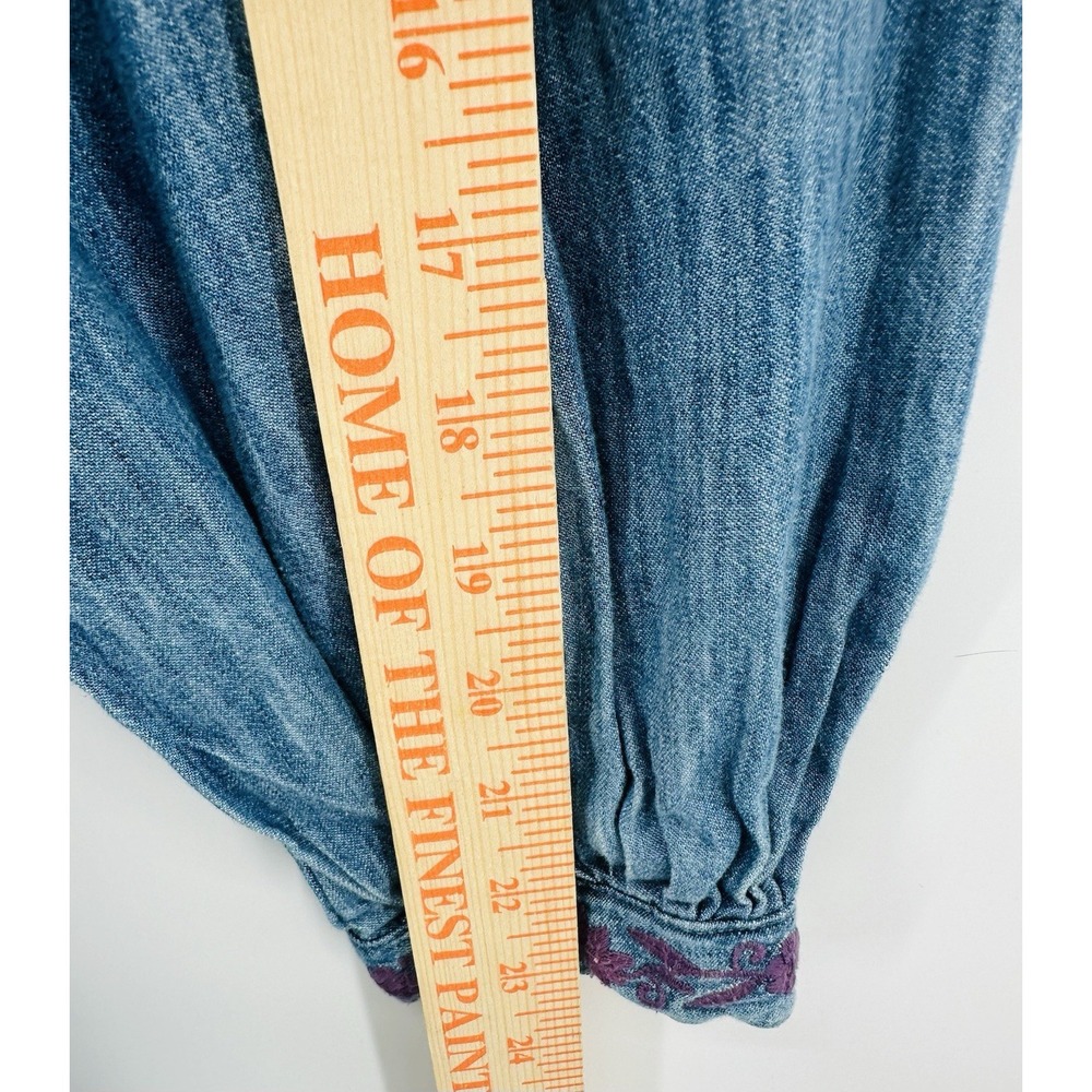Sundance Blue Embroidered Cottagecore Denim Midi S Dress Western Boho Prairie - Picture 7 of 11